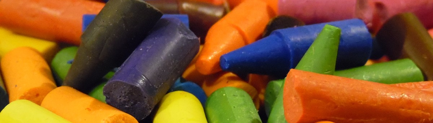 A pile of broken crayons. 