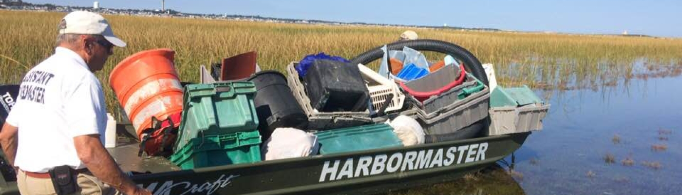 Boat full of marine debris. 