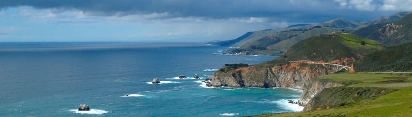 Steep cliffs along an ocean shoreline.