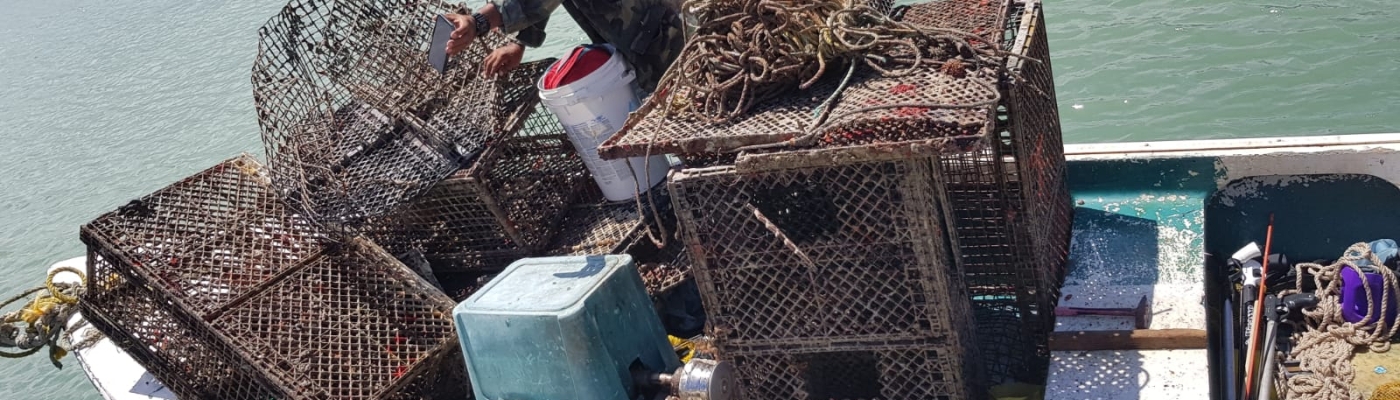 A fishing vessel loaded with derelict fishing gear.