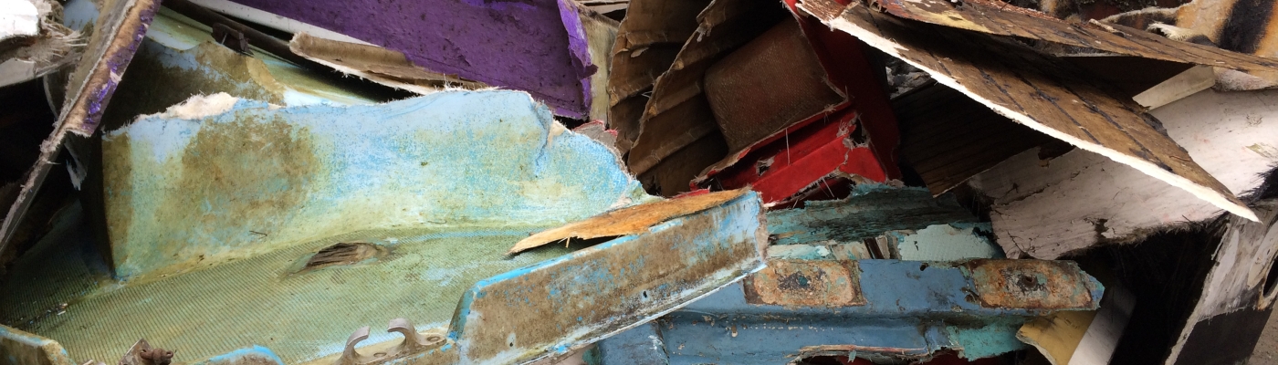 A pile of vessel materials collected for processing.