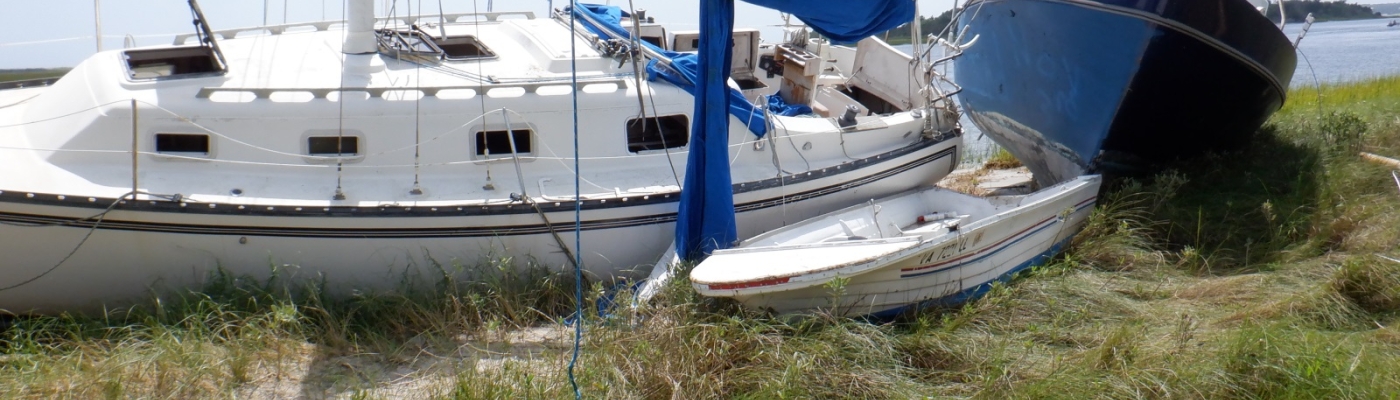 Three derelict vessels washed ashore. 
