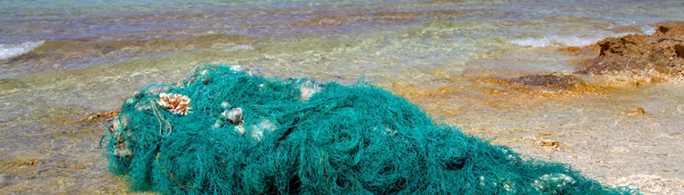 Fishing nets on shallow coral reefs around islands and atolls. 