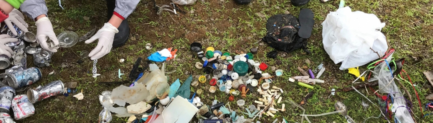 Marine debris collected in a cleanup by Girl Scouts.