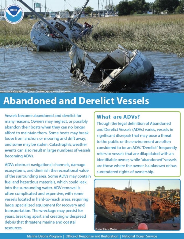 About Abandoned and Derelict Vessels fact sheet.