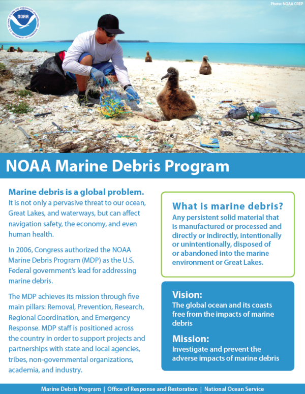 About the NOAA Marine Debris Program one-pager.