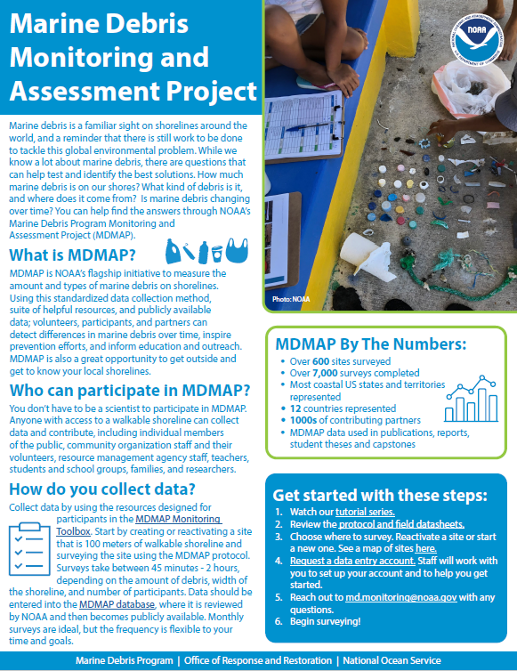 Cover of the Marine Debris Monitoring and Assessment Project fact sheet.