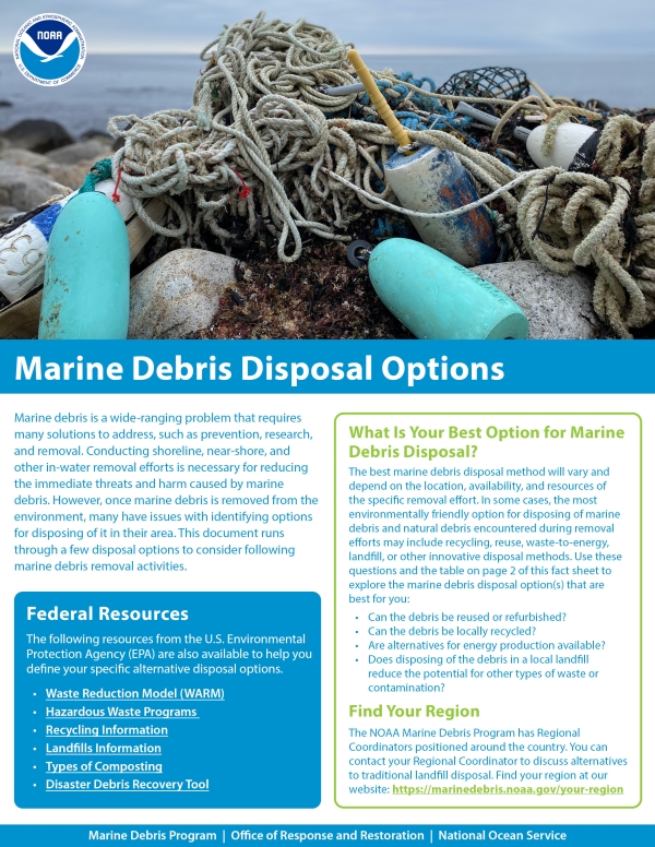 Marine Debris Disposal Options Fact Sheet.