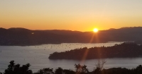 A sunset over a California bay.