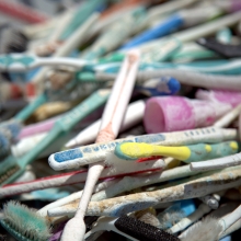 A pile of plastic toothbrush debris.