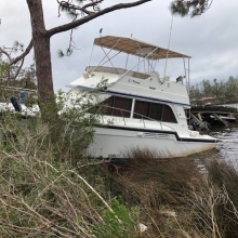A derelict vessel in Panama City, Florida after Hurricane Michael