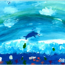 Artwork by Nora T. (Grade 4, Minnesota), winner of the 2021 Annual NOAA Marine Debris Program Art Contest
