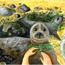 Artwork by Bohdan A. (Grade 6, Massachusetts), winner of the 2021 Annual NOAA Marine Debris Program Art Contest