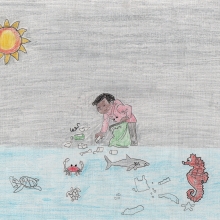 Artwork by Courtlyn W. (Grade 7, Louisiana), winner of the Annual NOAA Marine Debris Program Art Contest.