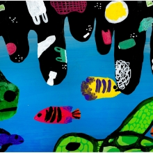 Artwork by Keya D. (Grade 7, Michigan), winner of the 2021 Annual NOAA Marine Debris Program Art Contest