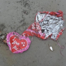 Mylar balloons on the beach, found at the Long Beach Peninsula.