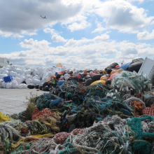 Barge carrying marine debris from Alaska's shorelines.