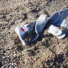 Cloth glove found on the beach in California.