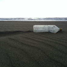 Plastic water bottle found on Manila beach, CA.
