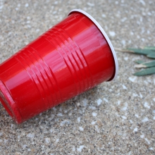 Plastic cup found along East-West Highway, Silver Spring, MD.