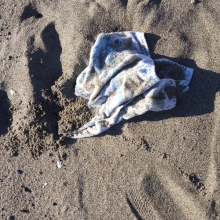 Towel found on the beach in California.
