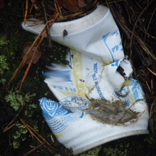 Crushed aluminum can found along the Chesapeake Bay. 