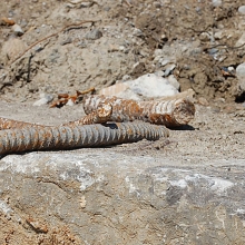 Metal building material found on the beach.