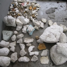 Variety of foam debris found on Mosiquito Creek beach, WA.