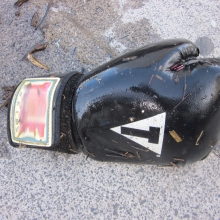 Plastic boxing glove found on a beach in Hawaii.