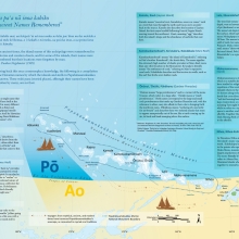 A map of the Hawaiian Islands with text describing the languages.