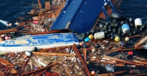 Marine debris after Japanese tsunami.