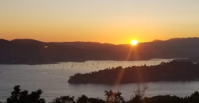 A sunset over a California bay.