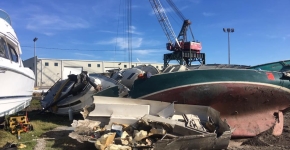 Derelict vessels on shore. 