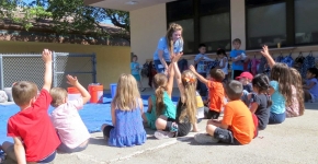 One Cool Earth staff lead students through a campus waste audit.