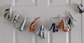 The finished tinsel across a door. 