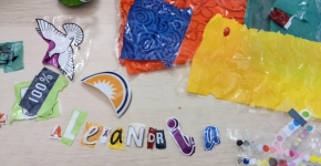 A collection of colorful plastic film pieces. 