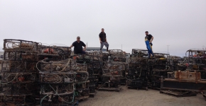 Captain John Beardon, and Deckhands Carl Wakefield and Bob Banks recovered more than 300 traps in Crescent a City (Photo Credit: J. Renzullo, California Lost Fishing Gear Recovery Project, UC Davis)