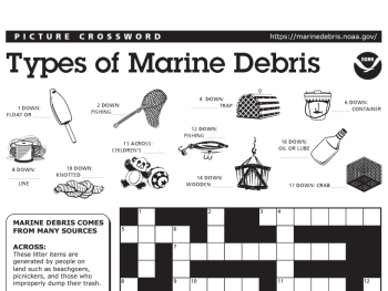 A marine debris crossword activity.