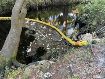 Interception technologies used to capture marine debris.
