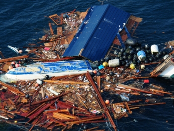 Marine debris after Japanese tsunami.