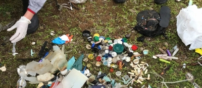 Marine debris collected in a cleanup by Girl Scouts.