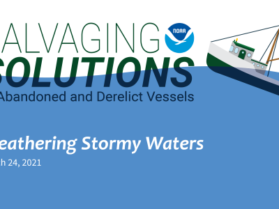 Title slide for the Salvaging Solution webinar episode Weathering Stormy Waters.