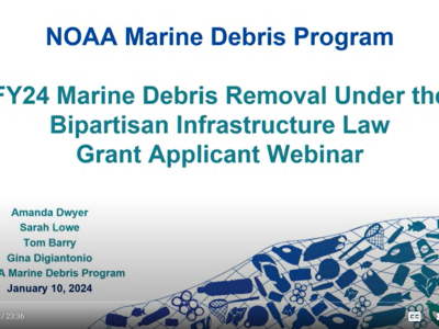 Cover of the FY24 Marine Debris Removal Full Proposal Applicant Webinar.