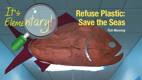 Image of a fish and the words "Refuse Plastic: Save the Seas!".