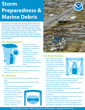 Front page of the "Storm Preparedness & Marine Debris" fact sheet.