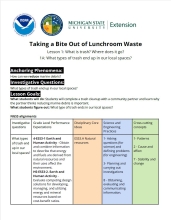 Cover of Taking a Bite Out of Lunchroom Waste Curriculum.