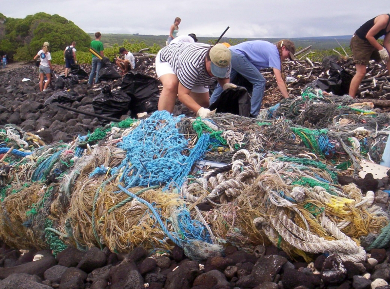Marine debris cleanup near South Point on the Island of Hawaii
