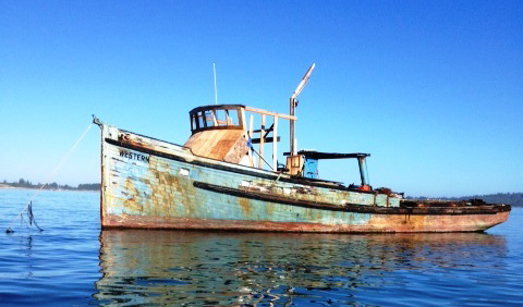 A boat floating in the water.